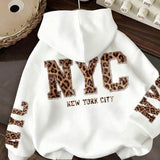 Moletom NYC Animal Print Com Capuz Oversized