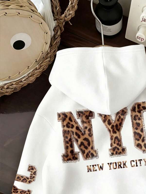 Moletom NYC Animal Print Com Capuz Oversized