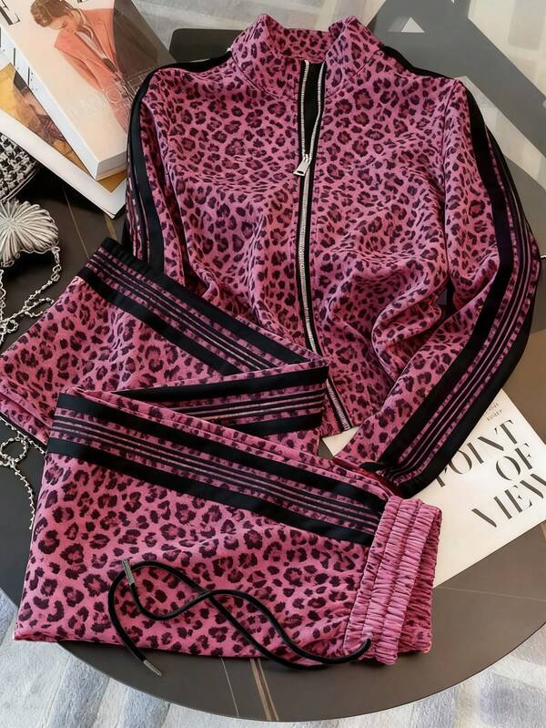 Conjunto Esportivo Com Zíper E Listras Laterais