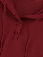 Conjunto Canelado Com Capuz E Calça Reta Minimalista