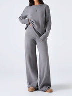 Conjunto Tricot Oversized Wide Leg Minimalista Casual