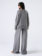 Conjunto Tricot Oversized Wide Leg Minimalista Casual