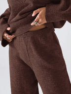 Conjunto Tricot Decote V Oversized Wide Leg Casual