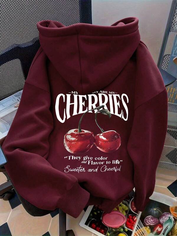 Moletom Oversized Cherries Graphic Streetwear