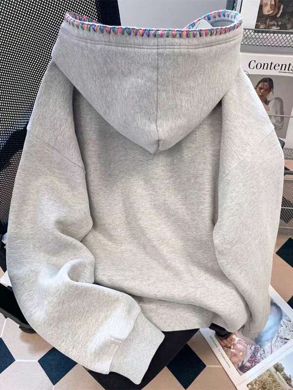 Moletom Estampa Coração Com Capuz Estilo Fofo