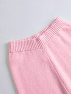 Conjunto Tricô Transpassado Com Calça Flare E Cinto Decorativo