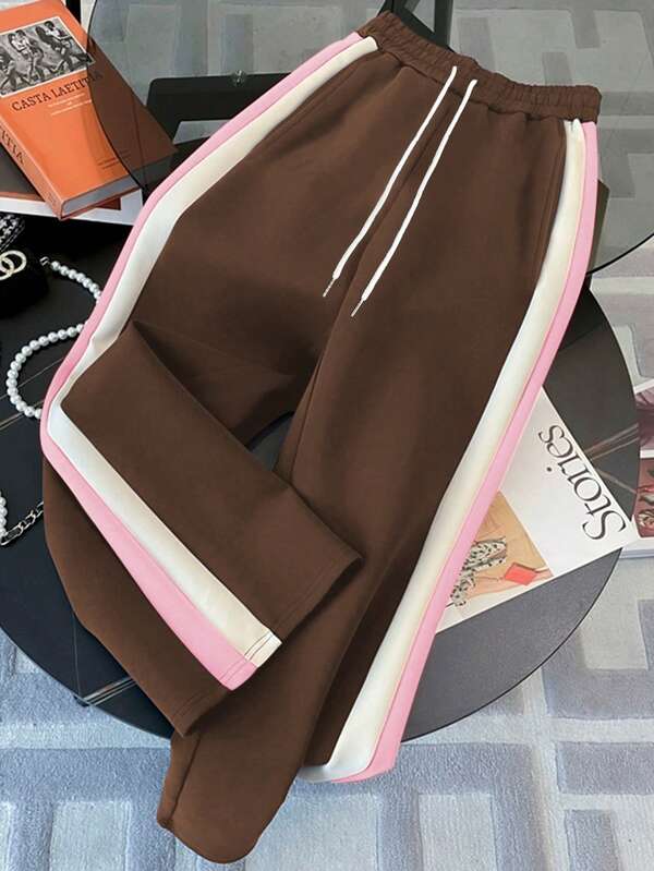 Conjunto Moletom Color Block Com Calça Jogger E Listras Laterais