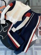 Conjunto Moletom Color Block Com Calça Jogger E Listras Laterais