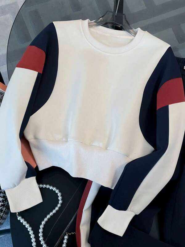 Conjunto Moletom Color Block Com Calça Jogger E Listras Laterais