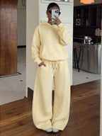 Conjunto Moletom Oversized Com Capuz Wide Leg Felpudo