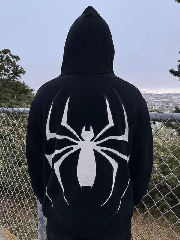 Moletom Com Capuz Spider Graphic Streetwear