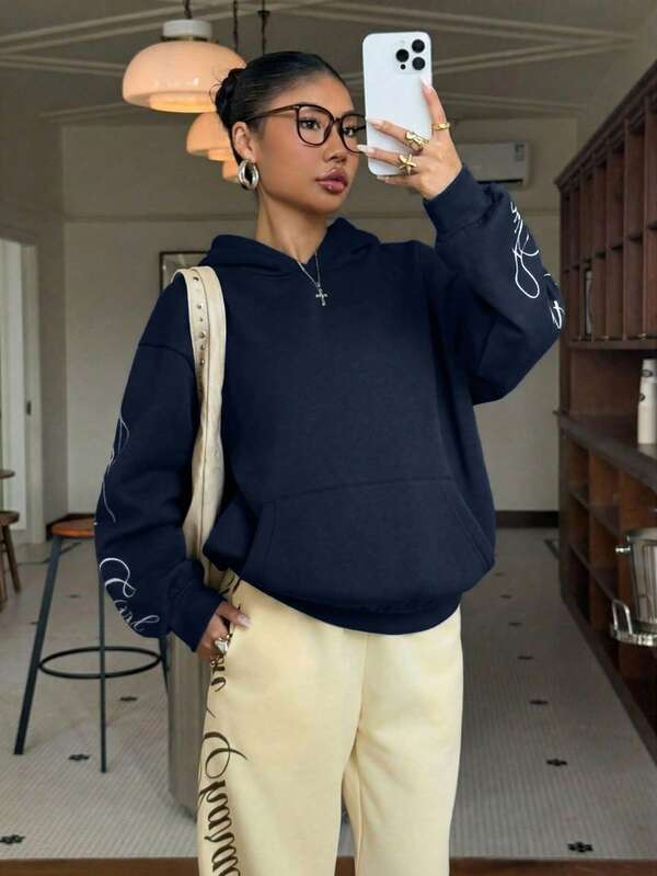 Moletom Oversized Script Hoodie Streetwear