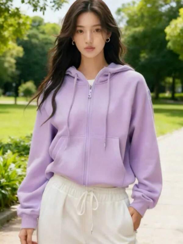Moletom Oversized Com Zíper Estilo Streetwear