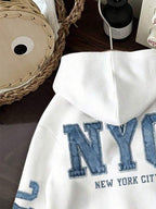 Moletom NYC Jeans Com Capuz E Aplicação Denim