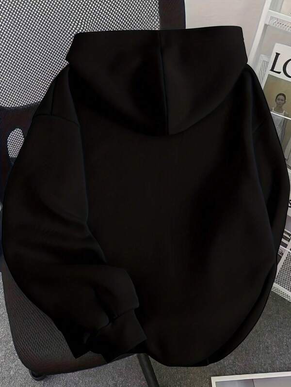 Moletom Estampa Gato Minimalista Com Capuz Oversized