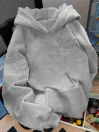 Moletom Estampa Gato Minimalista Com Capuz Oversized