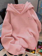 Moletom Estampa Gato Minimalista Com Capuz Oversized