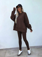 Conjunto Moletom Alongado Com Legging Canelada