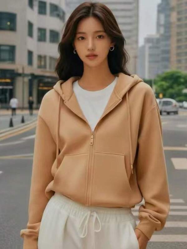 Moletom Oversized Com Zíper Estilo Streetwear