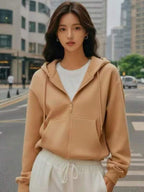 Moletom Oversized Com Zíper Estilo Streetwear