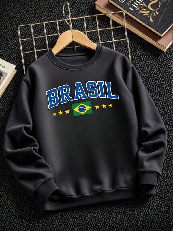 Moletom Feminino Brasil Gola Careca Copa Do Mundo