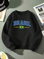 Moletom Feminino Brasil Gola Careca Copa Do Mundo