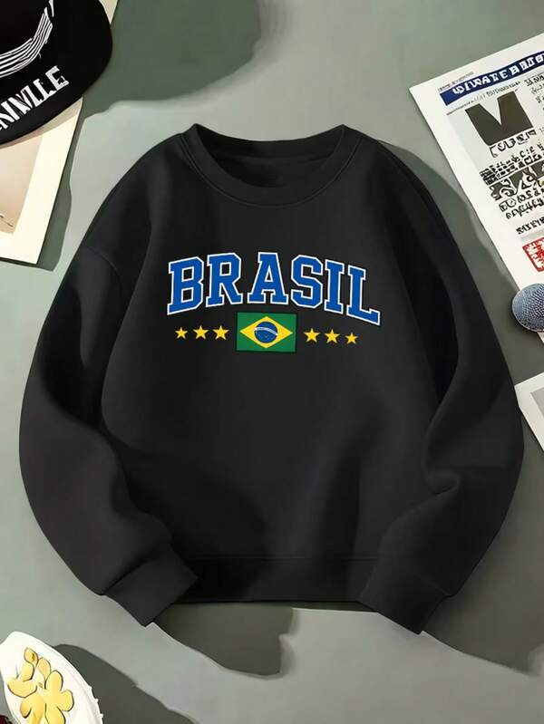 Moletom Feminino Brasil Gola Careca Copa Do Mundo