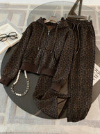 Conjunto Veludo Cotelê Com Capuz E Zíper Casual