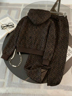 Conjunto Veludo Cotelê Com Capuz E Zíper Casual