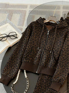 Conjunto Veludo Cotelê Com Capuz E Zíper Casual