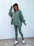 Conjunto Moletom Alongado Com Legging Canelada