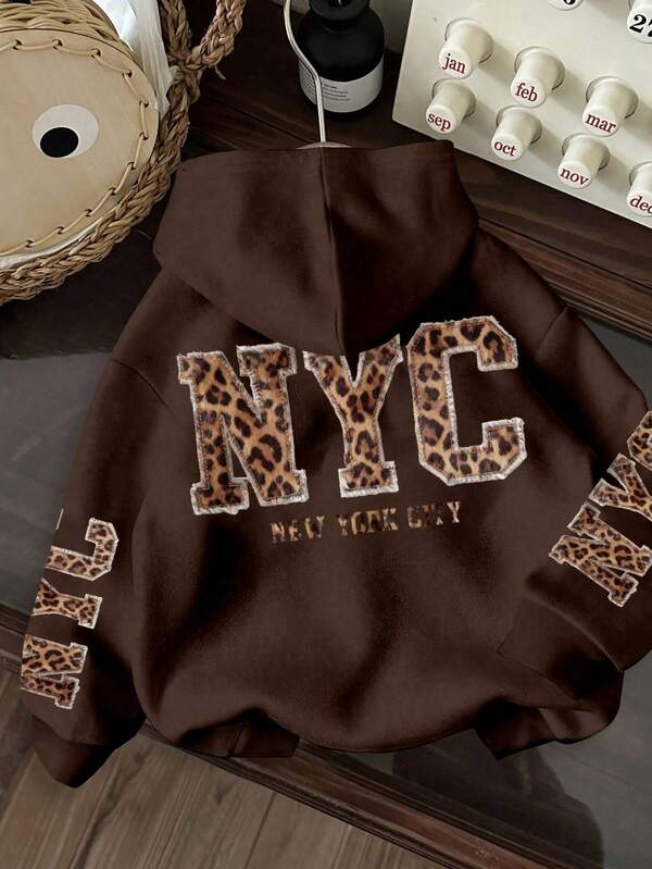 Moletom NYC Animal Print Com Capuz Oversized