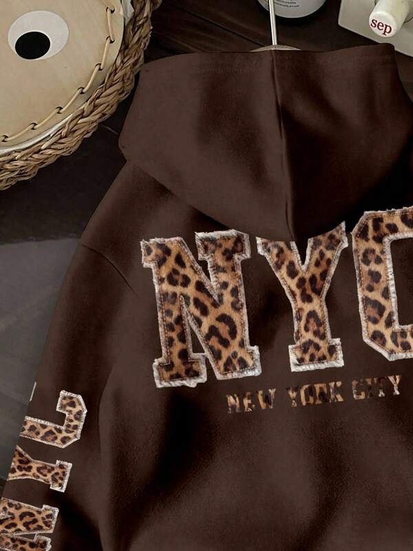 Moletom NYC Animal Print Com Capuz Oversized