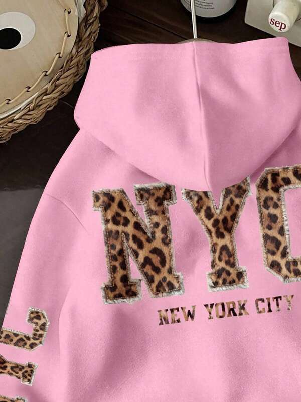Moletom NYC Animal Print Com Capuz Oversized