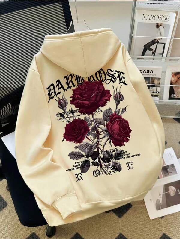 Moletom Com Capuz Roses Gothic Streetwear