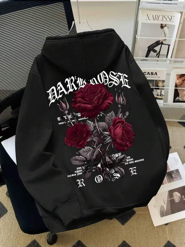 Moletom Com Capuz Roses Gothic Streetwear