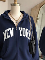 Moletom New York Com Zíper E Modelagem Relaxed