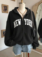 Moletom New York Com Zíper E Modelagem Relaxed