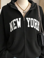 Moletom New York Com Zíper E Modelagem Relaxed