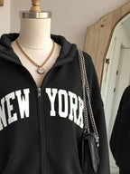 Moletom New York Com Zíper E Modelagem Relaxed