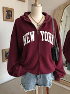 Moletom New York Com Zíper E Modelagem Relaxed