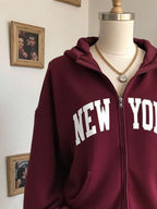 Moletom New York Com Zíper E Modelagem Relaxed