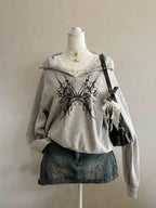 Moletom Ombro Caído Tribal Butterfly Streetwear