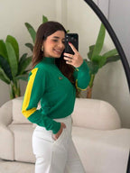 Moletom Feminino Brasil Gola Alta Zíper Futebol
