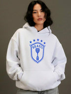 Moletom Feminino Brasil Com Capuz Futebol Casual