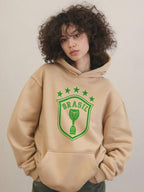 Moletom Feminino Brasil Com Capuz Futebol Casual