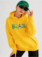 Moletom Feminino Brasil Com Capuz Copa Do Mundo
