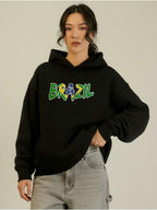 Moletom Feminino Brasil Com Capuz Copa Do Mundo
