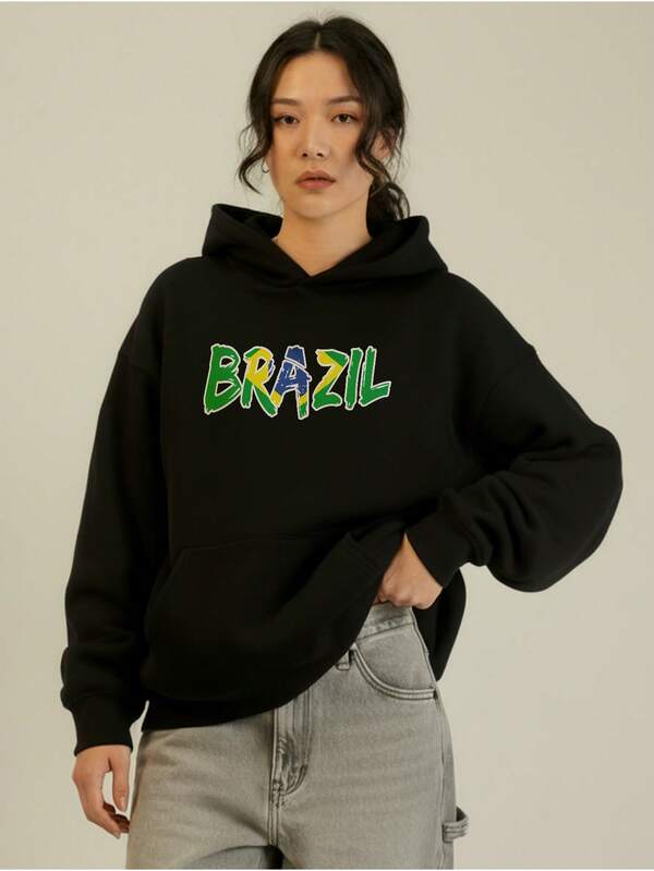 Moletom Feminino Brasil Com Capuz Copa Do Mundo