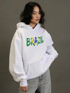 Moletom Feminino Brasil Com Capuz Copa Do Mundo